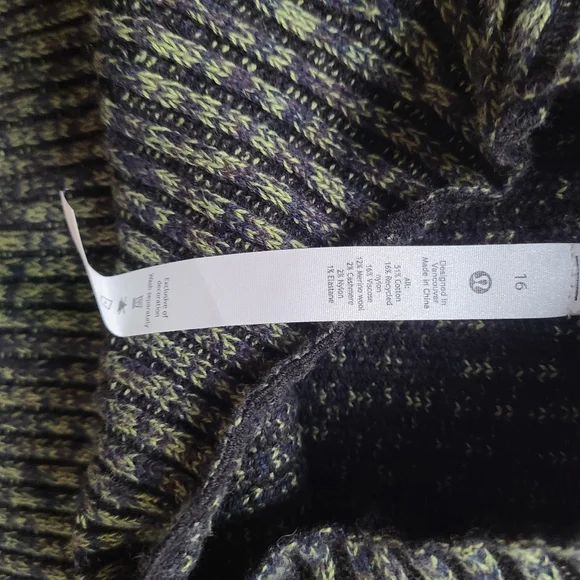 LULULEMON 🏷️NWT Cotton-Cashmere Blend Mock Sweater Green & Black Heather 16/XL